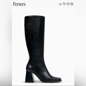 Feners Le Midnight Noir square toe heeled boots size 35